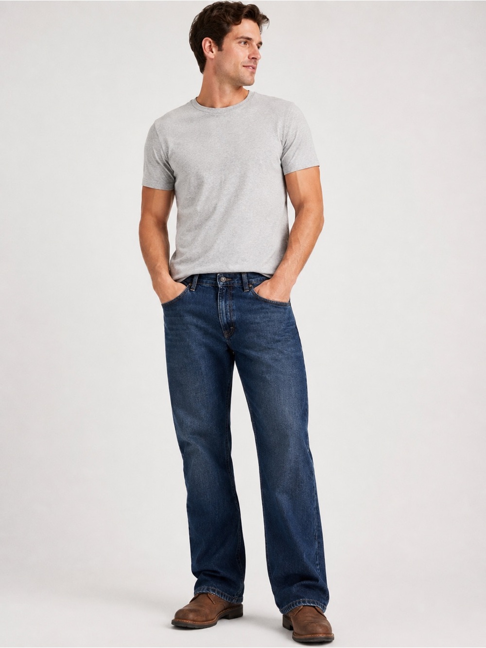 AXIST Premium Denim Men’s Jeans 34x32 Blue Straight Relaxed Fit 100% Cotton